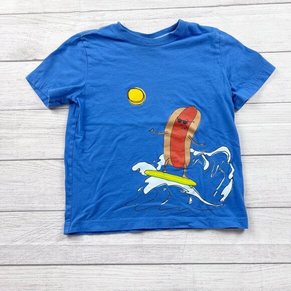 Hanna Andersson Other - Hanna Andersson Kids Graphic T-Shirt Blue Surfing Hot Dog Tee 6-7
